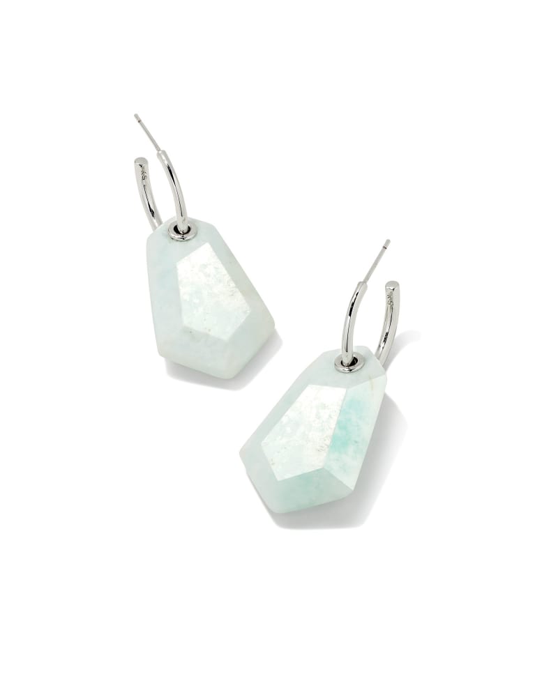 Ashlyn Silver Convertible Statement Huggie Earrings in Teal Quartzite image number 0